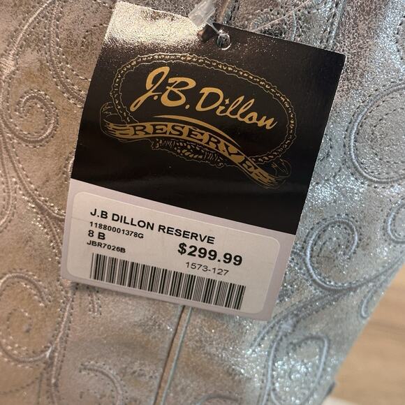 JB Dillon Reserve NWT Womens 8 Silver Glitter Embroidered Cowgirl Western Boots - Picture 8 of 15